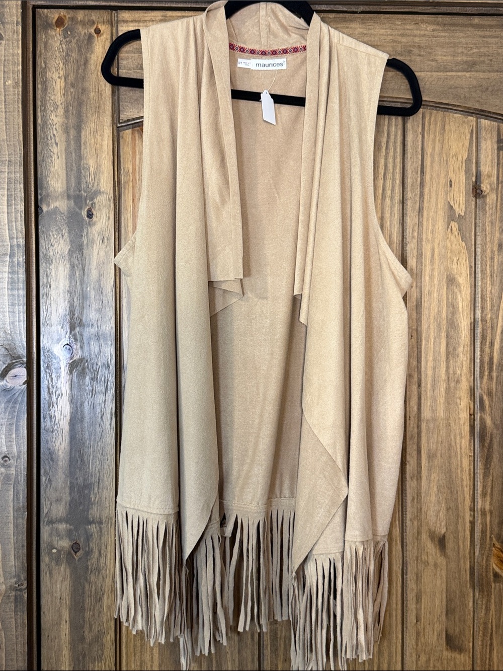 Maurices Faux Suede Tan Fringed Vest